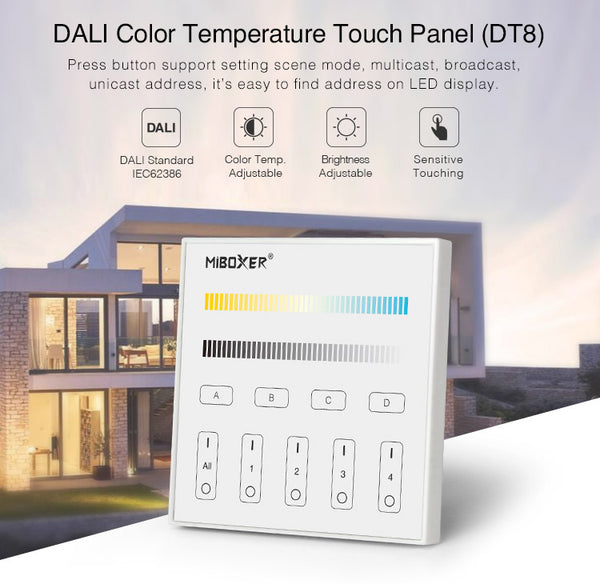 Miboxer DALI CCT Touch mit LED-Anzeigefeld-DT8 (DP2S)