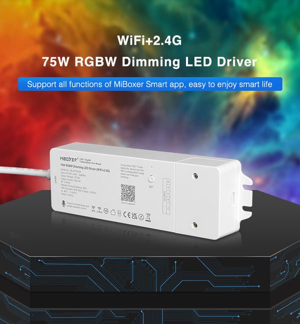 Miboxer 2,4 GHz+WiFi  RGBW LED Treiber 75W 24V, PWM Hoch-/Niederfrequenz (WL4-P75V24)