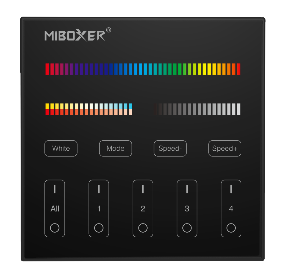 MiBoxer batteriebetriebener 4-Zonen RGB+ CCT Fernbedienung (b4-B)