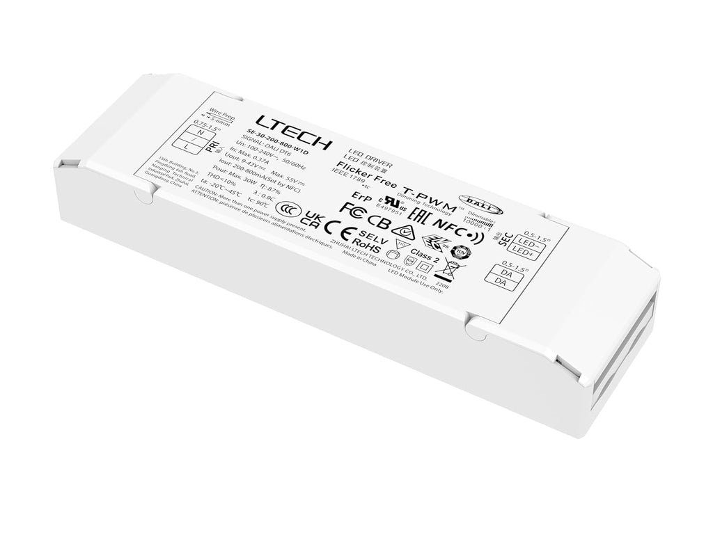 LTECH DALI 30W LED Intelligenter Treiber Konstantstrom Dimmbares Transformator-Netzteil T-PWM™Dimmung（SE-30-200-800-W1D）