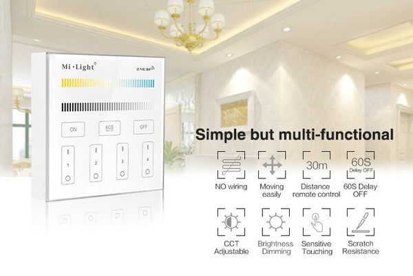 Wireless 2.4G RF 4-Zonen Wandmontierte Smart Touch Panel Controller, B2