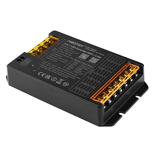 Miboxer 5 in 1 LED Controller (WiFi+2,4G)  DC12V-48V Hohe Leistung Max. 20 A, TUYA App und Sprachsteuerung, unterstützt Push-Dimmen (HW5)