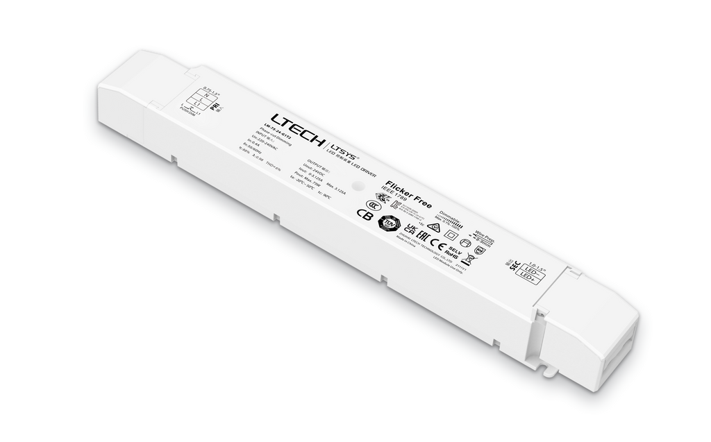 LTECH dimmbarer 3-in-1 LED Controller / Netzteil 75W DC24V 0-6,25A CV(LM-75-12-G1T2)